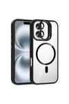 iPhone 16 Plus Kılıf Standlı ve Kamera Lens Hediyeli M-Safe Şarj Özellikli NVTH Etro Kapak - Siyah