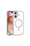 iPhone 16 Plus Kılıf Wireless Şarj Özellikli NVTH Krom Magsafe Silikon Kapak-Gümüş