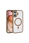 iPhone 16 Plus Kılıf Wireless Şarj Özellikli NVTH Krom Magsafe Silikon Kapak - Rose Brown