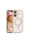 iPhone 16 Plus Kılıf Wireless Şarj Özellikli NVTH Krom Magsafe Silikon Kapak - Rose Brown