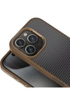 iPhone 16 Pro Kılıf Karbon Fiber Görünümlü Parlak Kamera Çerçeveli NVTH Venus Kapak-Rose Brown