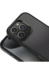 iPhone 16 Pro Kılıf Karbon Fiber Görünümlü Parlak Kamera Çerçeveli NVTH Venus Kapak-Rose Brown