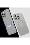 iPhone 16 Pro Kılıf M-Safe Şarj Özellikli Mıknatıslı NVTH Duble Kapak - Gri