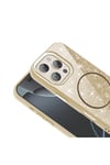 iPhone 16 Pro Max Kılıf Magsafe Şarj Özellikli Parlayan Simli NVTH Okso Kapak - Pembe