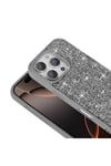 iPhone 16 Pro Max Kılıf Parlak Taşlı Tasarım NVTH Pırlanta Kapak - Gri