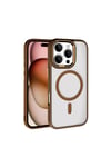 iPhone 16 Pro Max Kılıf Wireless Şarj Özellikli NVTH Krom Magsafe Silikon Kapak - Rose Brown
