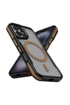 iPhone 16 Uyumlu Magsafe Şarj Özellikli Renkli Kenar Airbag Şeritli NVTH Lamer Kapak-Titanyum-Gold
