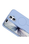 iPhone 17 Kılıf M-Safe Şarj Özellikli Metal Kamera Çerçeveli NVTH Edi Silikon Kapak - Açık Mavi