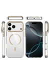 iPhone 17 Pro Max Kılıf M-safe Şarj Özellikli Airbagli Kamera Standlı NVTH Azor Kapak - Gold