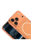 iPhone 17 Pro Max Kılıf NVTH M-Safe Şarj Özellikli Kamera Korumalı Spark Kapak - Turuncu