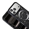 iPhone 17 Pro Max Kılıf Pırlanta Tasarımlı M-safe Şarj Özellikli NVTH Mozaik Silikon Kapak - Desert