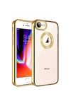 iPhone 8 Kılıf Kamera Korumalı Logo Gösteren NVTH Omega Kapak - Rose Gold