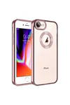 iPhone 8 Kılıf Kamera Korumalı Logo Gösteren NVTH Omega Kapak - Rose Gold