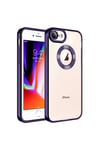 iPhone SE 2022 Kılıf Kamera Korumalı Logo Gösteren NVTH Omega Kapak - Derin Mor