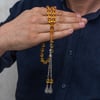 Metal Püsküllü Bal Sarısı Sıkma Kehribar Tesbih