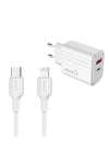 NVTH Play Serisi PL08 Type-C to Lightning 2in1 PD Seyahat Şarj Aleti 20W - Beyaz