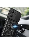 Poco C65 Kılıf Magnetik Standlı Kamera Korumalı NVTH Sürgülü Vega Kapak - Siyah