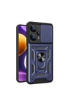 Poco F5 Kılıf Magnetik Standlı Kamera Korumalı NVTH Sürgülü Vega Kapak - Mavi