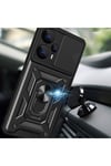 Poco F5 Kılıf Magnetik Standlı Kamera Korumalı NVTH Sürgülü Vega Kapak - Siyah