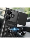 Poco F6 Kılıf Magnetik Standlı Kamera Korumalı NVTH Sürgülü Vega Kapak - Siyah