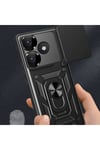 Poco F6 Kılıf Magnetik Standlı Kamera Korumalı NVTH Sürgülü Vega Kapak - Siyah