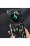 Realme 12 Kılıf Magnetik Standlı Kamera Korumalı NVTH Sürgülü Vega Kapak - Siyah