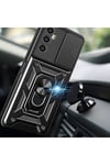 Realme C65 4G Kılıf Magnetik Standlı Kamera Korumalı NVTH Sürgülü Vega Kapak - Siyah