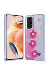 Redmi Note 12 Pro 4G Kılıf Parlayan Sıvılı Simli Kabartma Figürlü NVTH Cevze Kapak-Mor PaNSM-ya