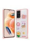 Redmi Note 12 Pro 4G Kılıf Parlayan Sıvılı Simli Kabartma Figürlü NVTH Cevze Kapak-Pembe