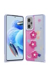 Redmi Note 12 Pro 5G Kılıf Parlayan Sıvılı Simli Kabartma Figürlü NVTH Cevze Kapak-Mor PaNSM-ya