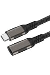 Siyah Extension USB3.2 Type-C PD Uzatma Kablosu 100W 20Gbps 4K@60Hz 2 Metre-NVTH