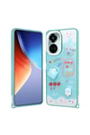 Tecno Camon 19 Pro Kılıf Parlayan Simli Kabartma Figürlü NVTH Cevze Kapak - Beyaz