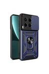 Tecno Camon 30 Kılıf Magnetik Standlı Kamera Korumalı NVTH Sürgülü Vega Kapak-Mavi
