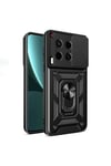 Tecno Camon 30 Kılıf Magnetik Standlı Kamera Korumalı NVTH Sürgülü Vega Kapak-Siyah