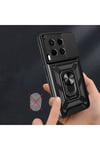 Tecno Camon 30 Kılıf Magnetik Standlı Kamera Korumalı NVTH Sürgülü Vega Kapak-Siyah