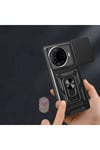 Tecno Camon 30 Pro 5G Kılıf Magnetik Standlı Kamera Korumalı NVTH Sürgülü Vega Kapak-Mavi