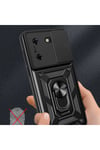 Tecno Pova 5 Kılıf Magnetik Standlı Kamera Korumalı NVTH Sürgülü Vega Kapak - Siyah