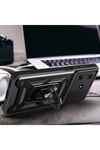 Tecno Spark 10 4G Kılıf Magnetik Standlı Kamera Korumalı NVTH Sürgülü Vega Kapak - Siyah