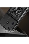 Tecno Spark 10 4G Kılıf Magnetik Standlı Kamera Korumalı NVTH Sürgülü Vega Kapak - Siyah