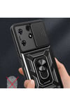 Tecno Spark 10 Pro Kılıf Magnetik Standlı Kamera Korumalı NVTH Sürgülü Vega Kapak - Siyah
