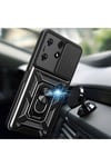 Tecno Spark 10 Pro Kılıf Magnetik Standlı Kamera Korumalı NVTH Sürgülü Vega Kapak - Siyah