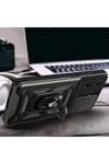 Tecno Spark 10 Pro Kılıf Magnetik Standlı Kamera Korumalı NVTH Sürgülü Vega Kapak - Siyah