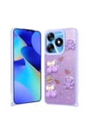Tecno Spark 10C Kılıf Parlayan Simli Kabartma Figürlü NVTH Cevze Kapak - Mor Ayı