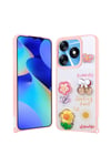Tecno Spark 10C Kılıf Parlayan Sıvılı Simli Kabartma Figürlü NVTH Cevze Kapak-Pembe