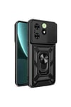 Tecno Spark 20 Kılıf Magnetik Standlı Kamera Korumalı NVTH Sürgülü Vega Kapak - Siyah