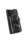 Tecno Spark 8C Kılıf Magnetik Standlı Kamera Korumalı NVTH Sürgülü Vega Kapak - Mavi