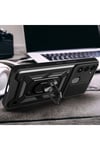 Tecno Spark 8C Kılıf Magnetik Standlı Kamera Korumalı NVTH Sürgülü Vega Kapak - Siyah