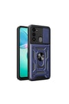 Tecno Spark 8C Kılıf Magnetik Standlı Kamera Korumalı NVTH Sürgülü Vega Kapak - Siyah