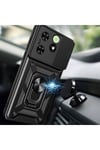 Tecno Spark Go 2024 Kılıf Magnetik Standlı Kamera Korumalı NVTH Sürgülü Vega Kapak - Siyah