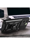 Tecno Spark Go 2024 Kılıf Magnetik Standlı Kamera Korumalı NVTH Sürgülü Vega Kapak - Siyah